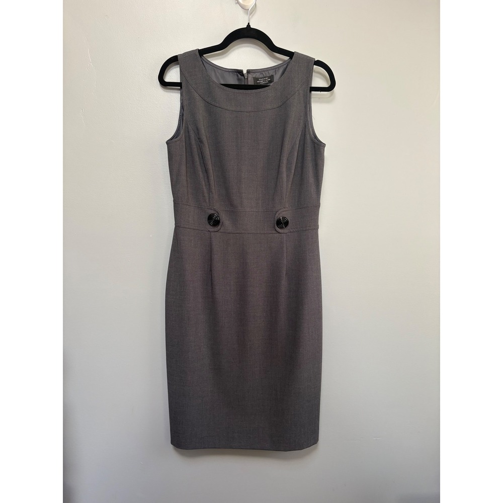 Tahari Arthur S. Levine Gray Sleeveless Sheath Dress Professional Workwear 6